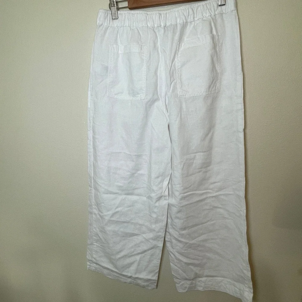 Casa Cabana Women's Linen Blend Pull on White Capris‎ Size Small